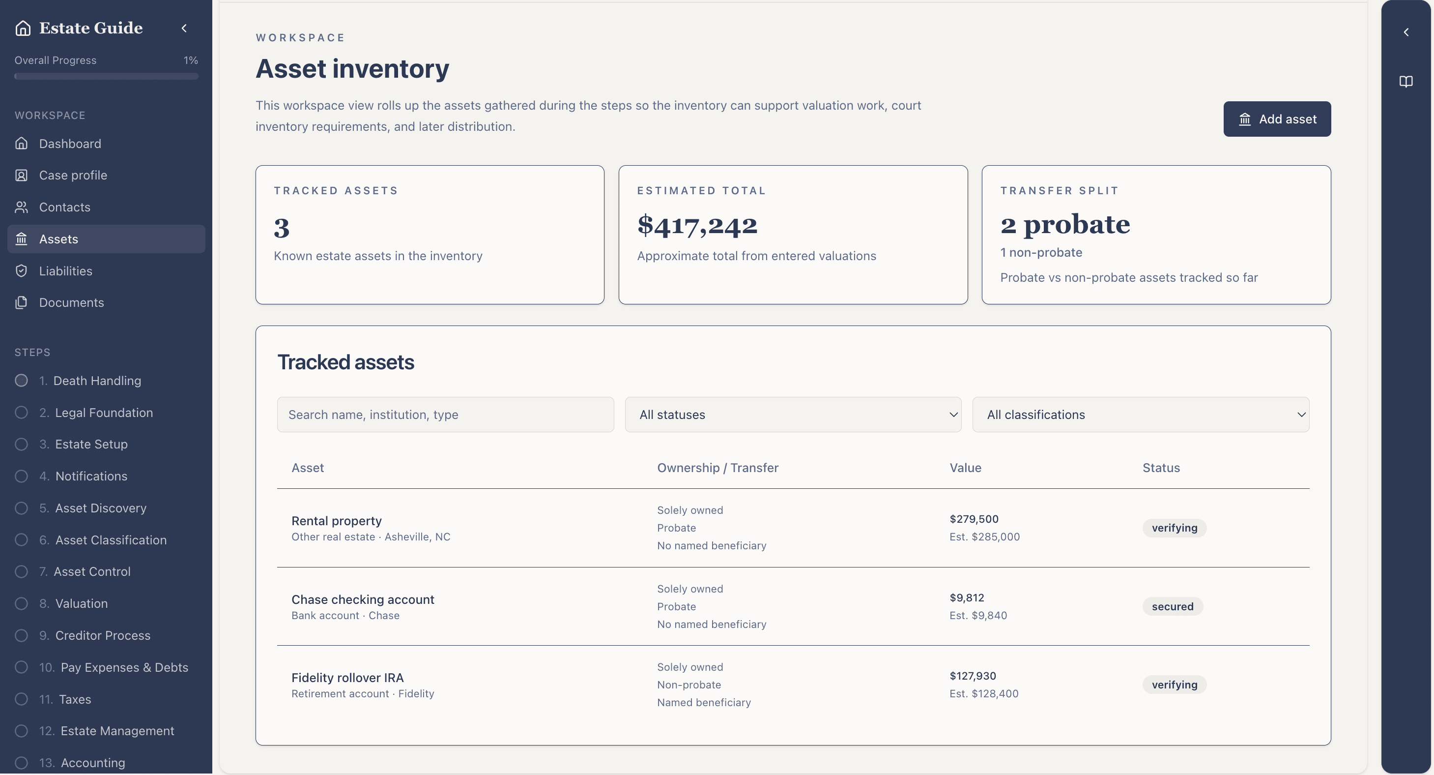 Placeholder for the Executorwise assets workspace screenshot.